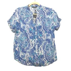 Allegra K Paisley Button Down Blouse NWT 19"p2p 25"length